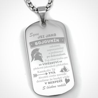 Hledáš originální dárek pro svého syna? Tento řetízek s přívěskem z leštěné nerezové oceli je perfektní volbou!...